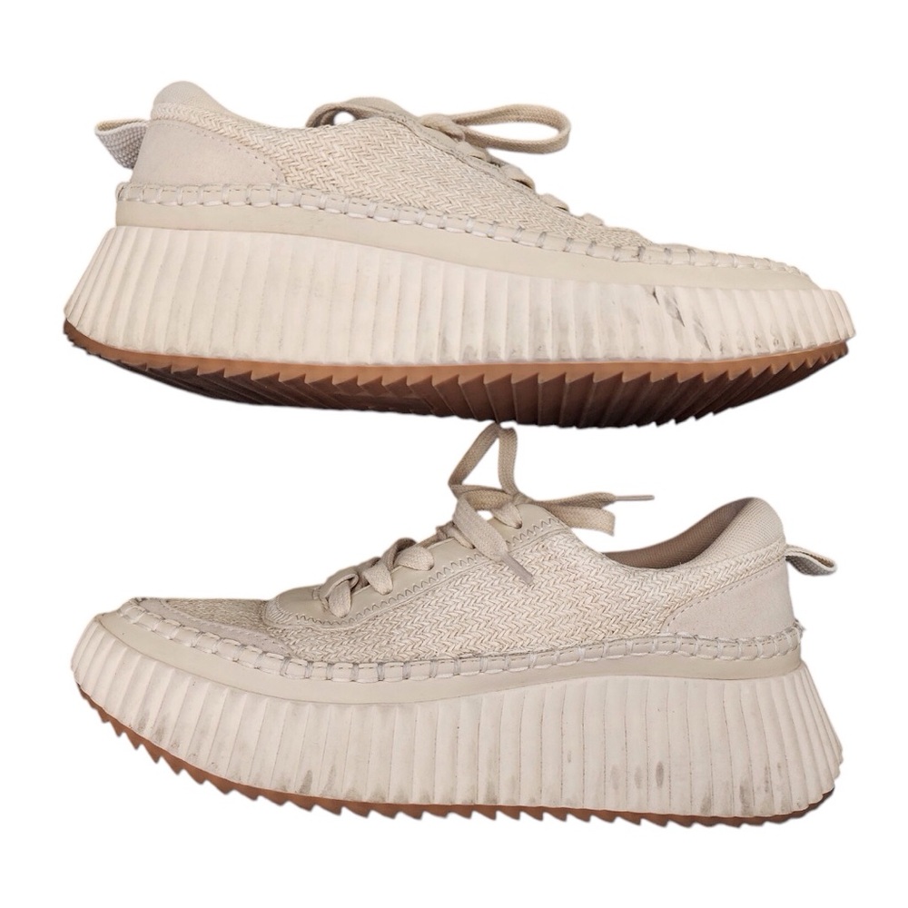 DOLCE VITA Dannis Cream Sneakers Shoes Woven Stitching 8M Casual Modern Platform - Picture 6 of 16